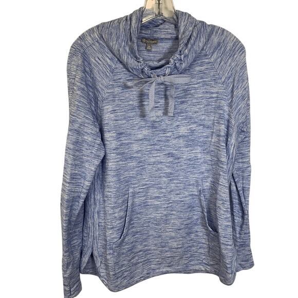 T by Talbots Women's XL Petite Soft Lightweight Hoodie Marled Blue EUC - Picture 1 of 5